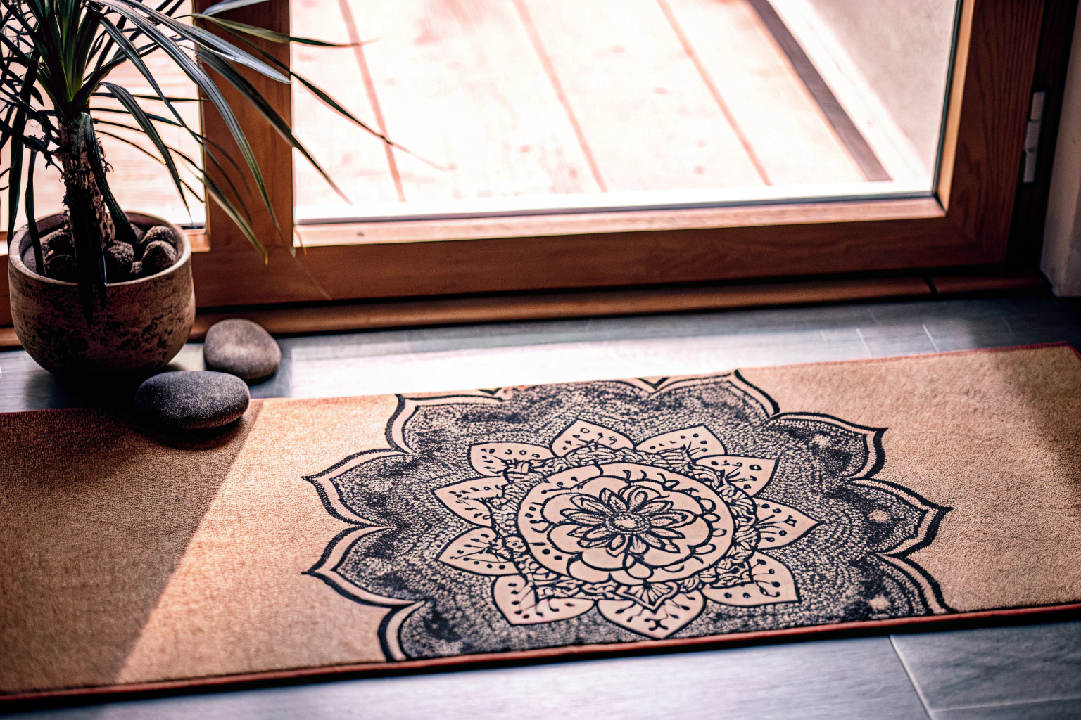 Kork-Yogamatte mit Mandala-Design