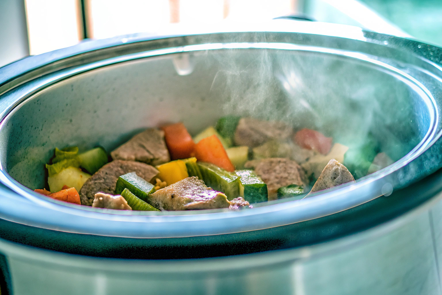 Zartes Fleisch und Gemüse im Slow Cooker