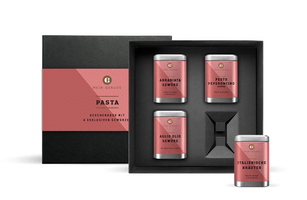 Pasta Geschenkbox mit 4 Gewürzen