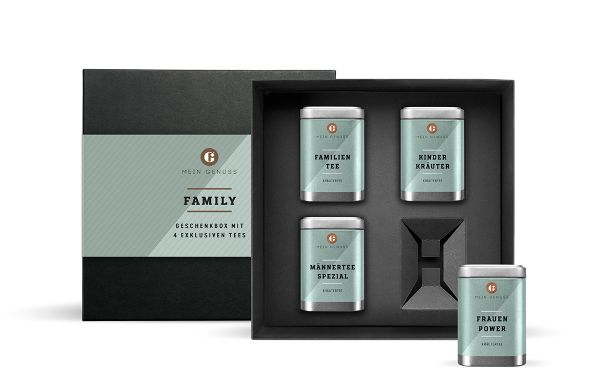 Family Tee Geschenkbox mit 4 Dosen