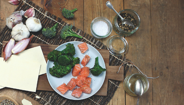 Zutaten für Lachslasagne mit Brokkoli