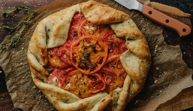 Blätterteig-Pizza mit Thymian Blätterteig-Pizza mit Thymian gerebelt