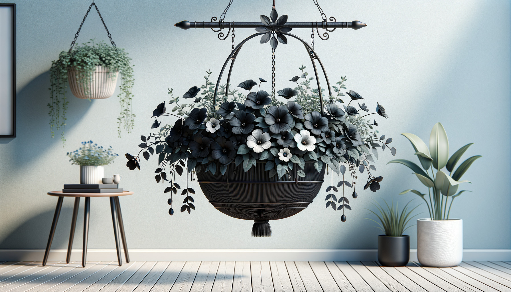 Schwarze Blumenampel – Stilvolles Highlight für Pflanzenliebhaber